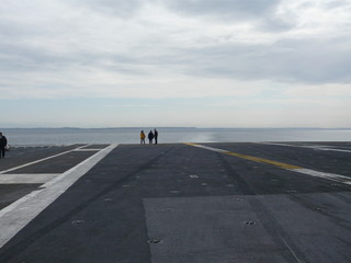 Aircraft Carrier Runway With People 