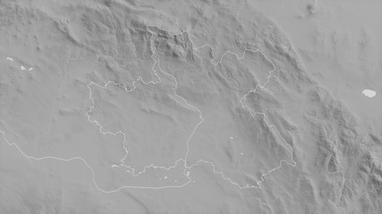 Královéhradecký, Czech Republic - outlined. Grayscale