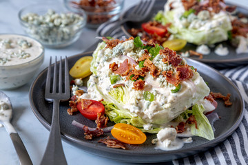 Lettuce wedge salad with blue cheese dressing