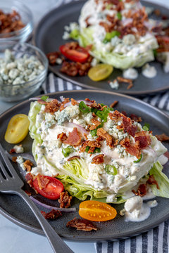 Lettuce wedge salad with blue cheese dressing