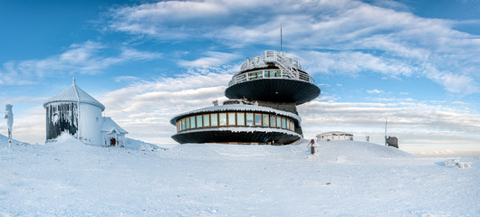Winter landscape of Sniezka mountain in Poland - Panorama