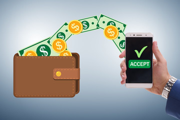 Concept of mobile wallet transfers - 3d rendering