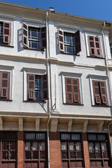 Street and building at Ano Poli in city of Thessaloniki, Greece
