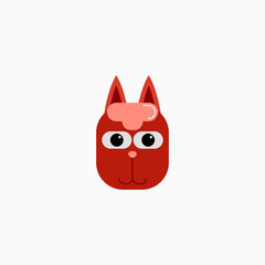 Cat's face in flat design style. Cute kitty. animal's head logo. Flat vector illustration, isolated on white background.