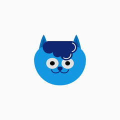 Cat's face in flat design style. Cute kitty. animal's head logo. Flat vector illustration, isolated on white background.