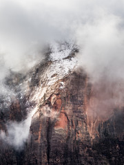 View of winter Zion Canyon from Angels Landgin trail