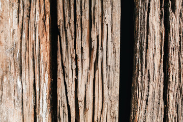 Old grunge wood texture with natural patterns.The surface of the old brown wood texture,top view brown teak wood paneling.Texture with an old, rustic