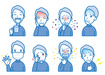 体調不良のおじいさんのイラスト