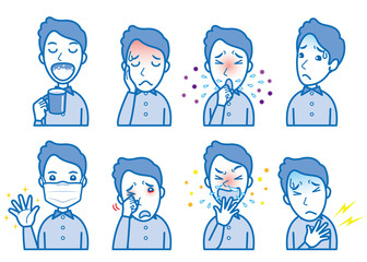 体調不良の男性のイラスト