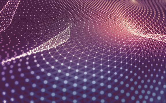 Abstract background. Molecules technology with polygonal shapes, connecting dots and lines. Connection structure. Big data visualization.