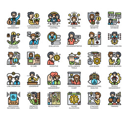 Set of human resource thin line and pixel perfect icons for any web and app project.