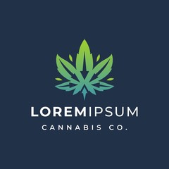 Cannabis Leaf with arrow logo template