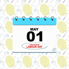 Date/event calender, banner/poster design for international labour day, celebrated on May first. 