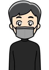 マスクを付ける男性（グレー）