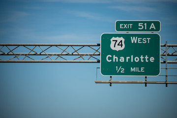 Charlotte, NC, Highway Sign