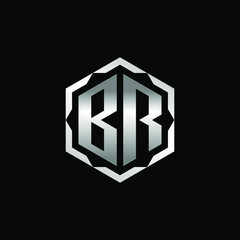 Initial Letter BR Hexagon Logo Design