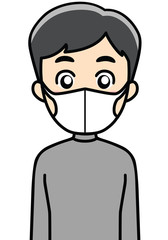 マスクを付ける男性（白）