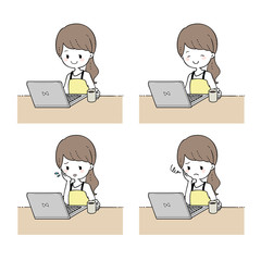 PCをみている女性