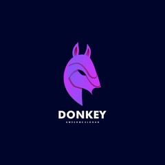 Vector Logo Illustration Donkey Head Gradient Colorful Style.