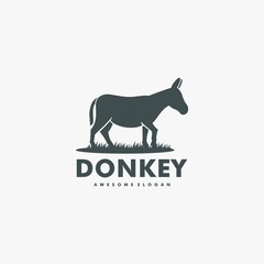 Vector Logo Illustration Donkey Silhouette Style.