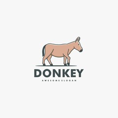 Vector Logo Illustration Donkey Elegant Simple Mascot Style.