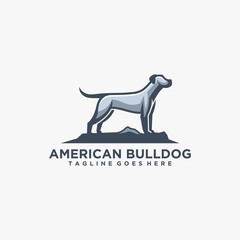 Vector Logo Illustration American Bulldog Mascot Cartoon Style