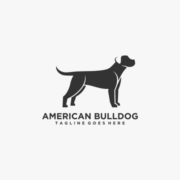 Vector Logo Illustration American Bulldog Negative space Style.