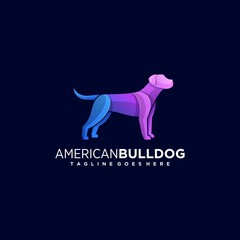 Vector Logo Illustration American Bulldog Gradient Colorful Style.