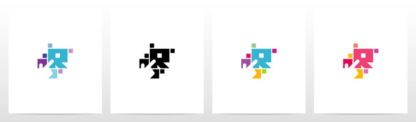 Obraz premium Finger On Button As A Letter Logo Design R
