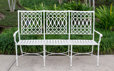 Three person metal outdoor bench