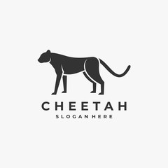 Vector Logo Illustration Cheetah Silhouette Style.