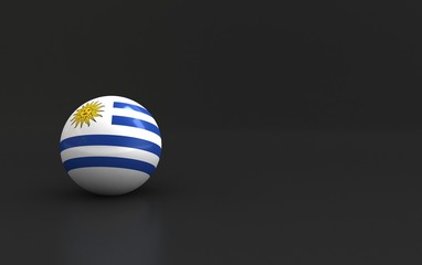 uruguay flag. 3d render ball. uruguay flagball with dark background.
