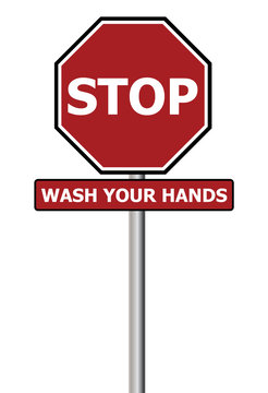 Stop Sign With Wash Your Hands