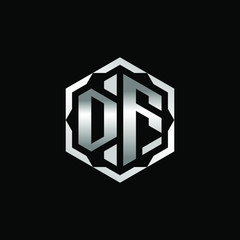 Initial Letters DF Hexagon Logo Design