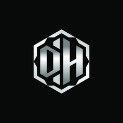 Initial Letters DH Hexagon Logo Design