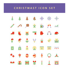 christmas icon set with colorful modern Flat style design.