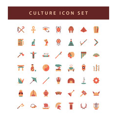 culture icon set with colorful modern Flat style design.