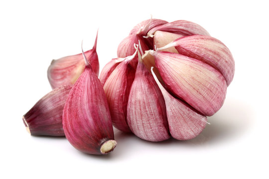 Fresh young garlic isolated on white background