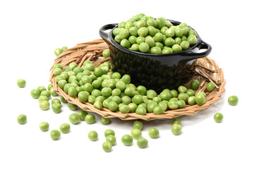 green peas in a glass jar