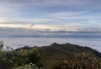 Fototapeta na wymiar Landscape views of cloud on the top mountain lawu central java