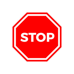 Stop Warning Sign. Isolated Vector Illustration