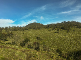 Obraz premium Wonderfull morning with cloudy sunrises on savana mount lawu central java