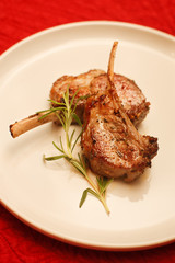 Lamb Chops with Rosemary Garnish