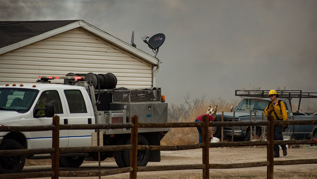 Firefighter Spots Wildland Engine During Supression Operations