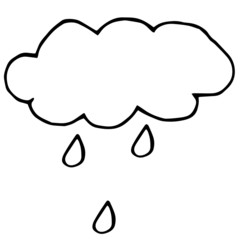vector, illustration, drawing, handmade, isolated, element, cloud, rain, downpour, weather, season, spring, summer, autumn, paper, marker, pen, graphics, black, white background, simple, abstract, art