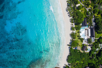 Paradise Seychelles Mahe Island aerial beach view 