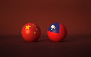 flag. 3d render of international flagball. china-taiwan flag.