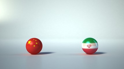 flag. 3d render of international flagball. china-iran flag.