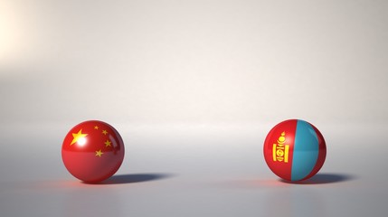 flag. 3d render of international flagball. china-mongolia flag.