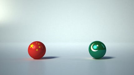 flag. 3d render of international flagball. china-pakistan flag.